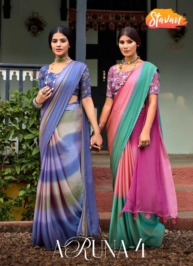 Aruna Vol 4 By Stavan Velvet Chiffon Designer Wear Saree Orders In India Catalog